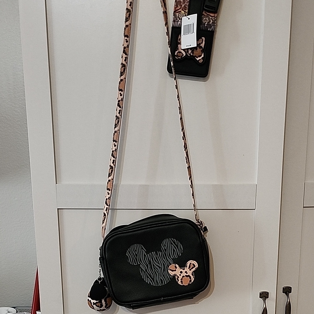 Disney Black and Brown Crossbody Bag with Chain Strap